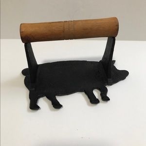 Vintage Cast Iron Bacon Press Pig